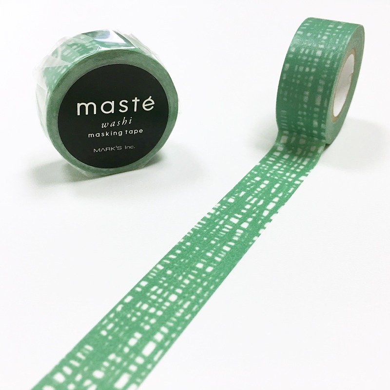 maste 和紙膠帶 海外限定系列-Basic【手繪線條-綠 (MST-MKT195-GN)】 - 紙膠帶 - 紙 綠色