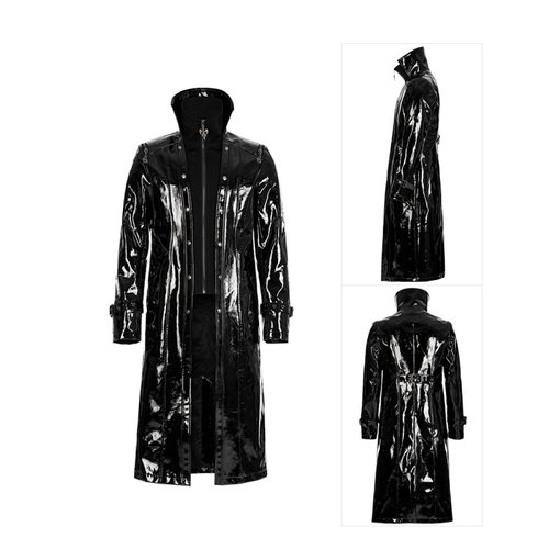 PUNK RAVE レザーハーネス 振袖 着物 ギミック ローブ ロングコート Punk Plague Knight パテントレザー ロングコート / 廃盤近日