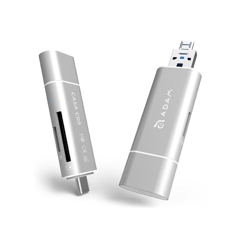 ADAM CASA C05 Type C USB3.1 5合一多功能4k讀卡機 銀 - USB 手指 - 其他金屬 銀色