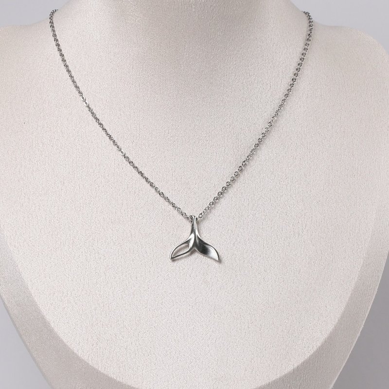 鯨魚尾B款項鍊 鏡絲雙面原色 316L不鏽鋼 抗過敏 S040 - 項鍊 - 不鏽鋼 銀色