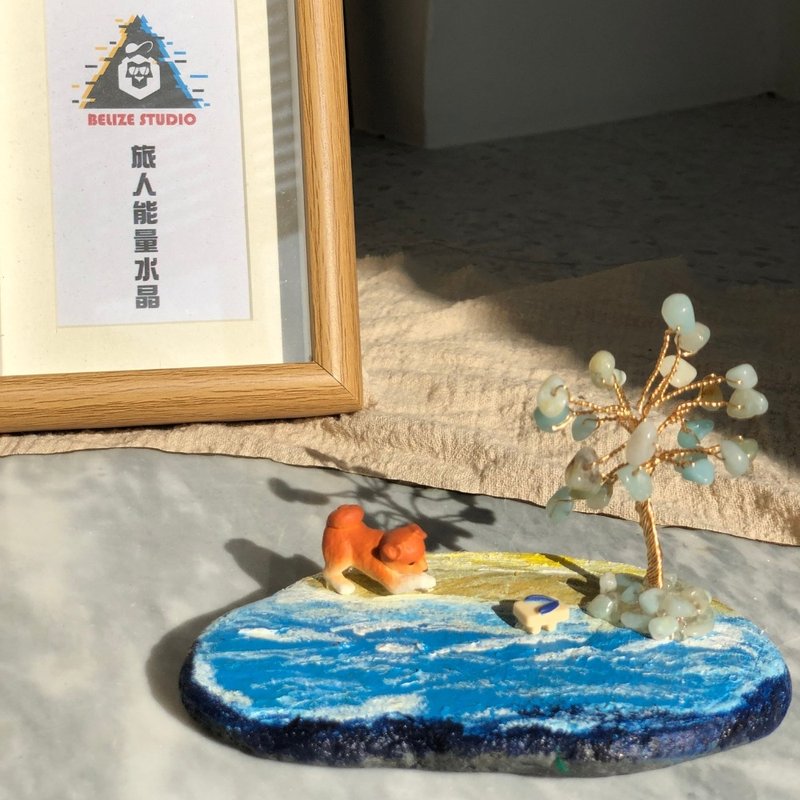 Dragon Vein Agate Amazonite Crystal Tree Beach Scene - Items for Display - Crystal Blue