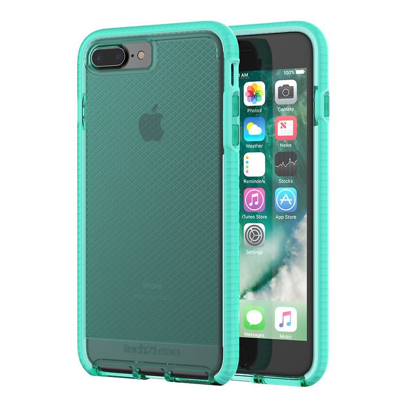 Tech21 i8/7Plus 防撞軟質格紋保護殼 - 湖水藍綠(5055517386548) - 手機殼/手機套 - 其他材質 綠色