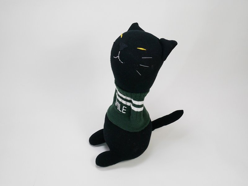 Little black cat with hands in pockets - Stuffed Dolls & Figurines - Cotton & Hemp Black