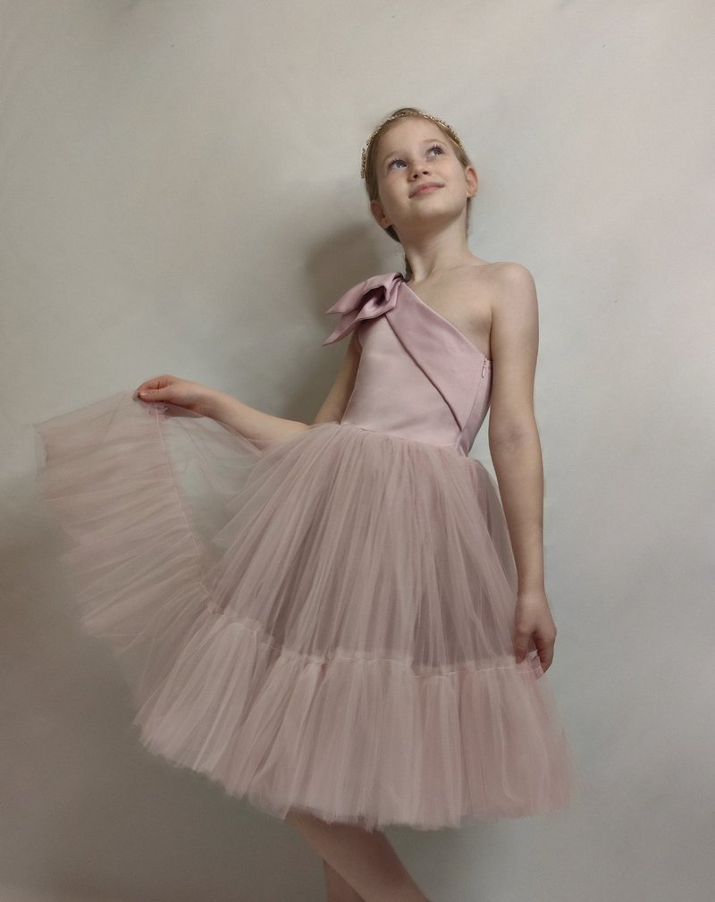 Dusty Pink Flower Girl Dress Stylish Dress For Girls Ivory Dress Dress For Girls - 男/女童禮服 - 其他材質 多色