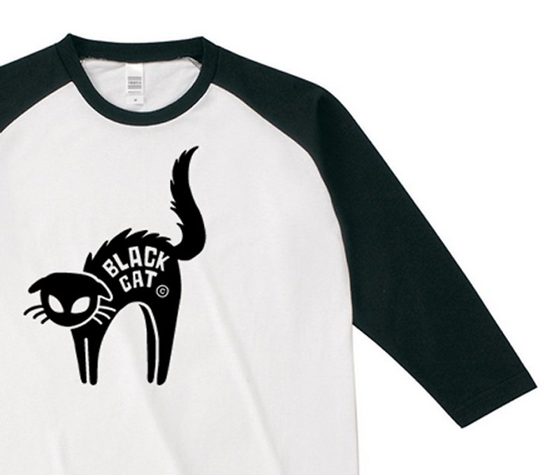 Surprised cat 3/4 Baseball Raglan T-shirt order product] - Unisex Hoodies & T-Shirts - Cotton & Hemp White