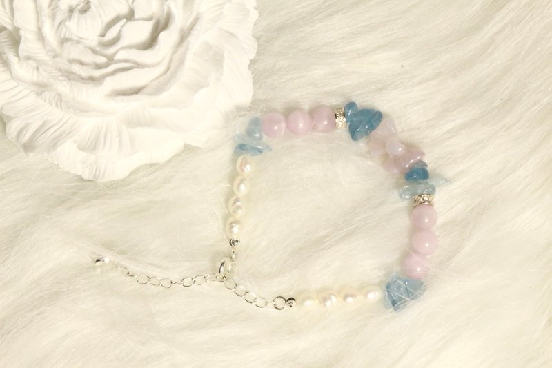 Customization|Girl's Purple Bowknot| Lithium, Aquamarine, Yanyuan Agate, Pearl - Bracelets - Crystal Blue