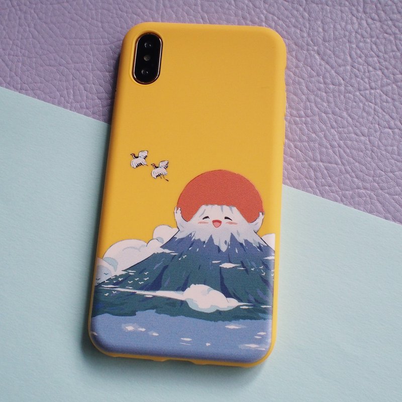 元氣滿滿的富士山,  iphone手機殼 / iPhone14 series対,可付掛繩 - 手機殼/手機套 - 塑膠 橘色