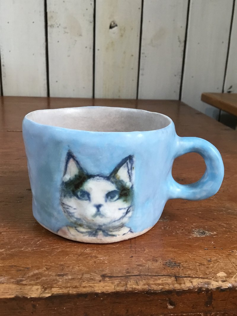 Cat ceramic cup - อื่นๆ - ดินเผา สีน้ำเงิน