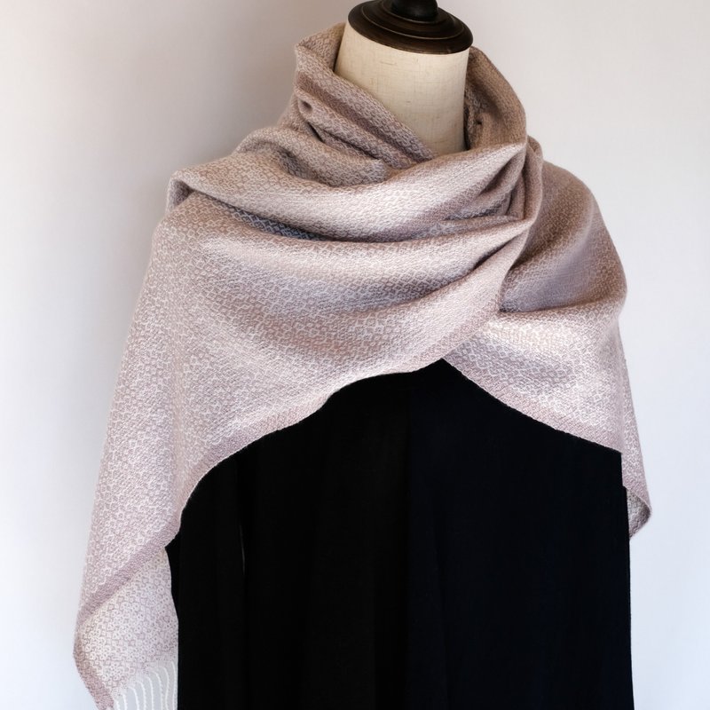 Cashmere 手織りカシミヤシルクストール【珠華02】 - 圍巾/披肩 - 其他材質 粉紅色