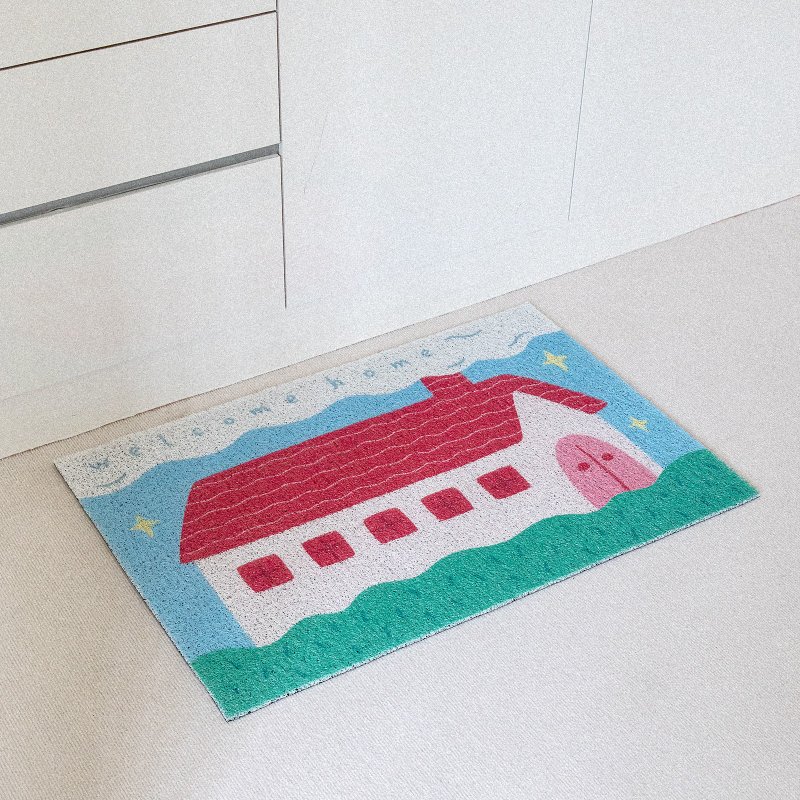 Human August 8 original design house wire circle cartoon entrance mat door wear-resistant, non-slip and dirt-resistant - พรมปูพื้น - วัสดุอื่นๆ สึชมพู