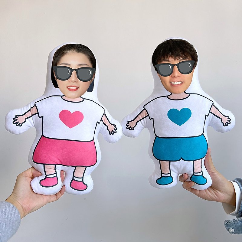 Customized gift photos Customized pillow couples cute big-headed dolls can be used for full body/half-length photos - Pillows & Cushions - Other Materials Multicolor