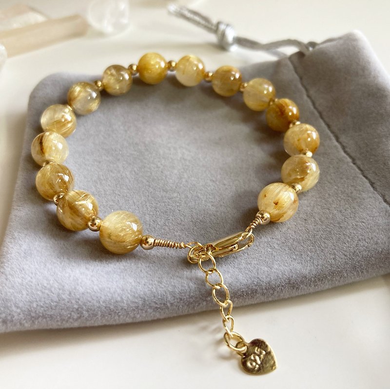 Gold Titanium Crystal Bracelet / Elastic String Bracelet for the Year of the Tiger - Bracelets - Crystal Yellow
