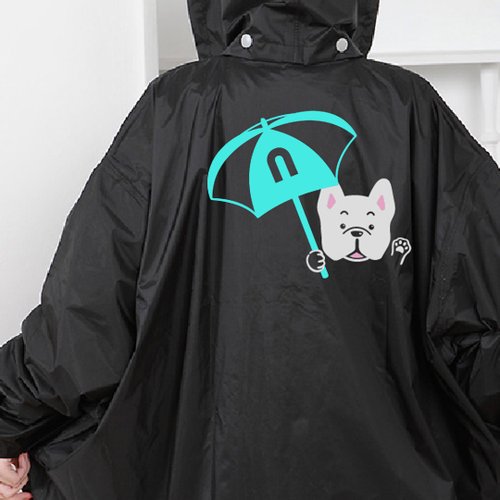 NINKYPUP 反光成人安全雨衣 拉鍊式雨衣 時尚雨衣 法鬥 French Bulldog