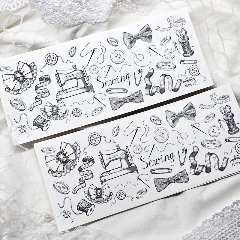 :Sewing (White/Pastel) : Matte Transparent sticker - Stickers - Other Materials 