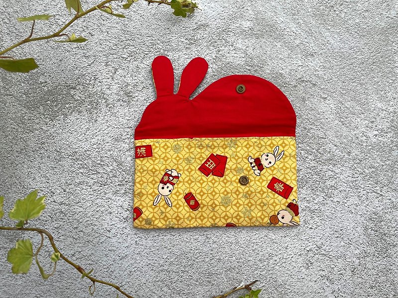 【Universal Lucky in the Year of the Rabbit】Auspicious Rabbit Lucky Red Envelope Bag Passbook Bag Long Clip Storage Bag - ถุงอั่งเปา/ตุ้ยเลี้ยง - ผ้าฝ้าย/ผ้าลินิน 