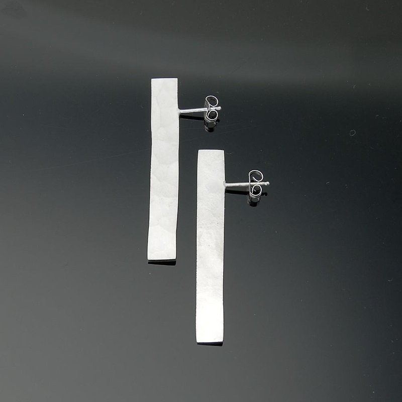 Symmetry Texture Plate Silver Earrings [WASHI] LLP-001 - ต่างหู - โลหะ 