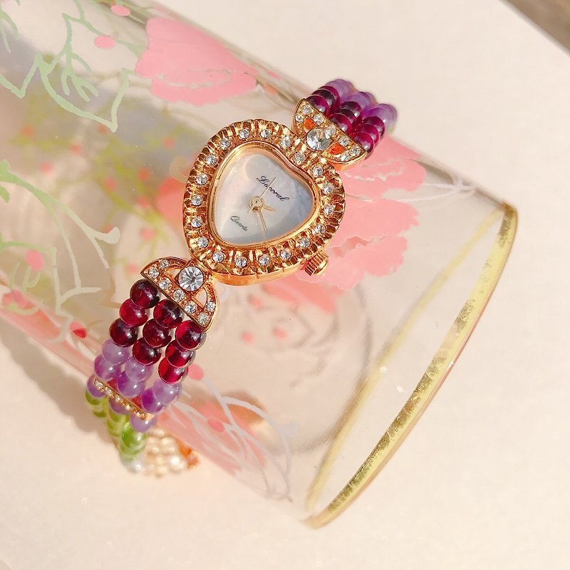 [Lost and find] Memories of the old age mother-of-pearl natural stone bracelet watch - Women's Watches - Gemstone Multicolor