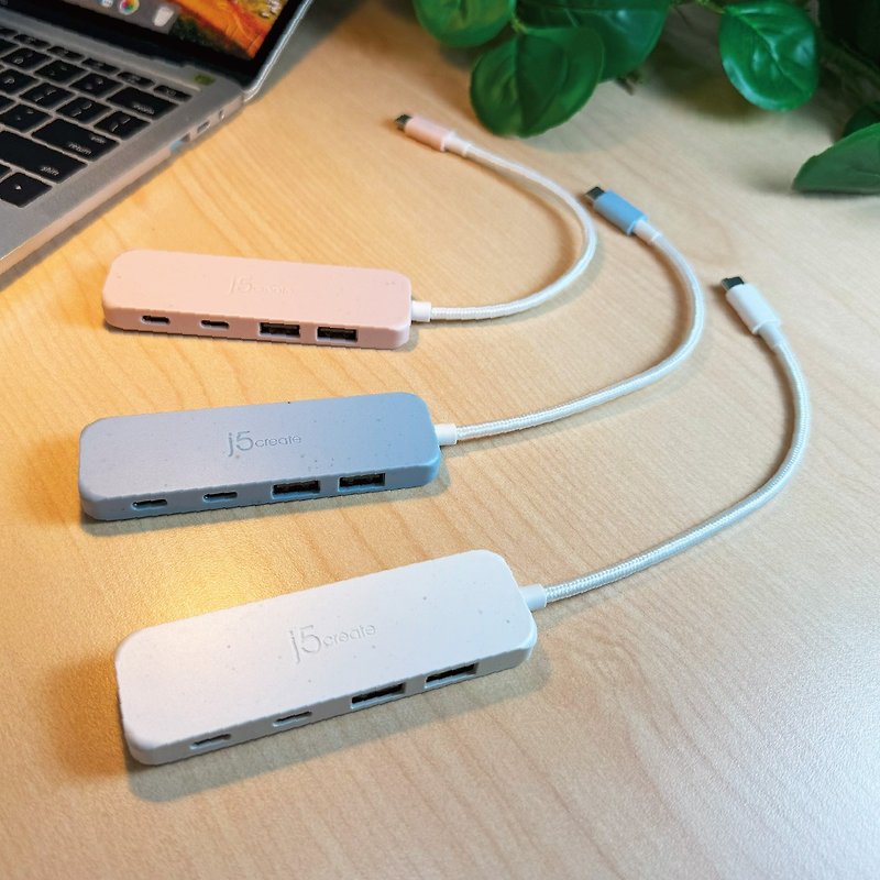 j5create environmentally friendly material USB-C to four-port Type-A / Type-C high-speed hub-JCH342E - อุปกรณ์เสริมคอมพิวเตอร์ - วัสดุอีโค 