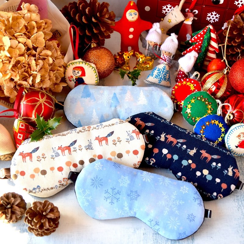 Winter Happy Bag 眼罩/旅遊/睡眠/聖誕節 - 眼罩 - 棉．麻 藍色