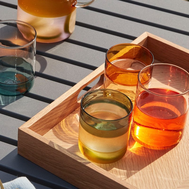 【Hübsch】－661310 跳色漸層三色玻璃冷水杯-4件組新年禮物 - 玻璃杯 - 玻璃 多色