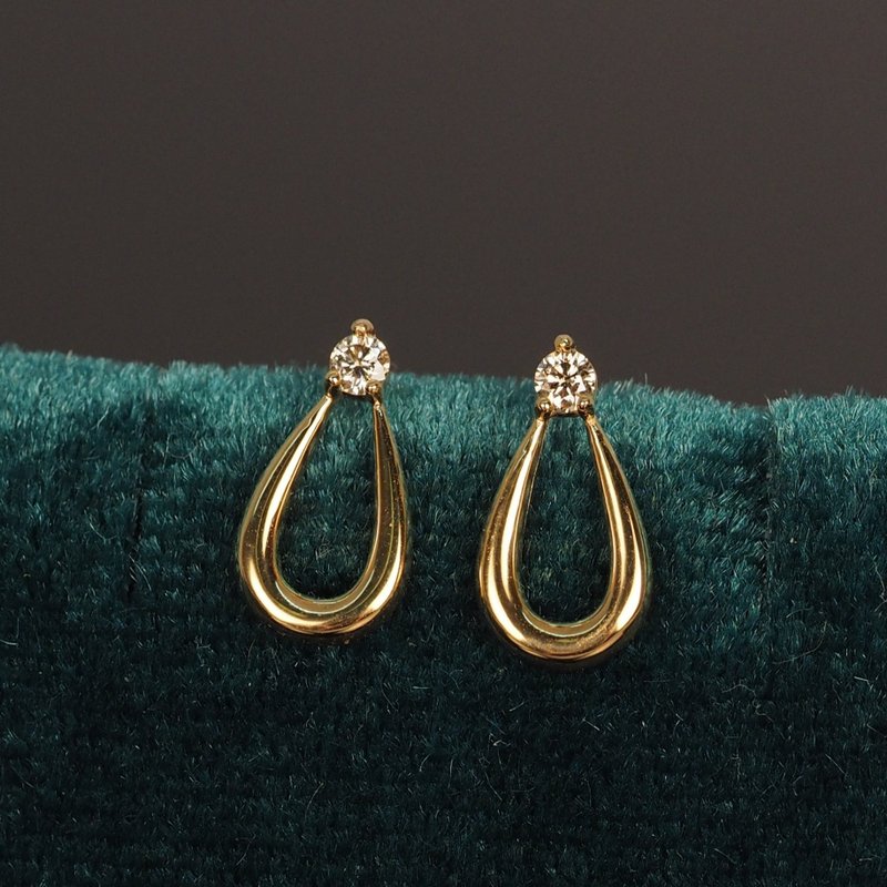 18K Gold The Diamond Drop Earrings - ต่างหู - เครื่องประดับ 