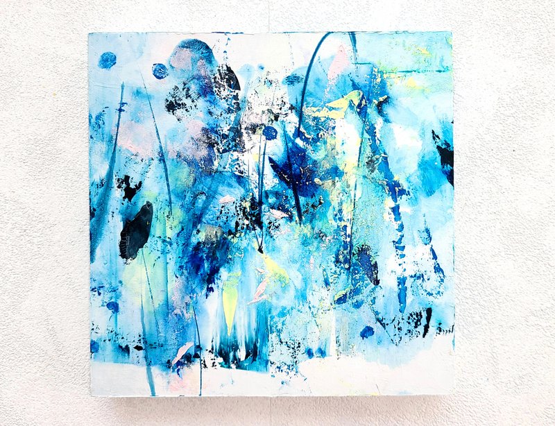 雨音 (油彩画) - 海報/掛畫/掛布 - 木頭 藍色