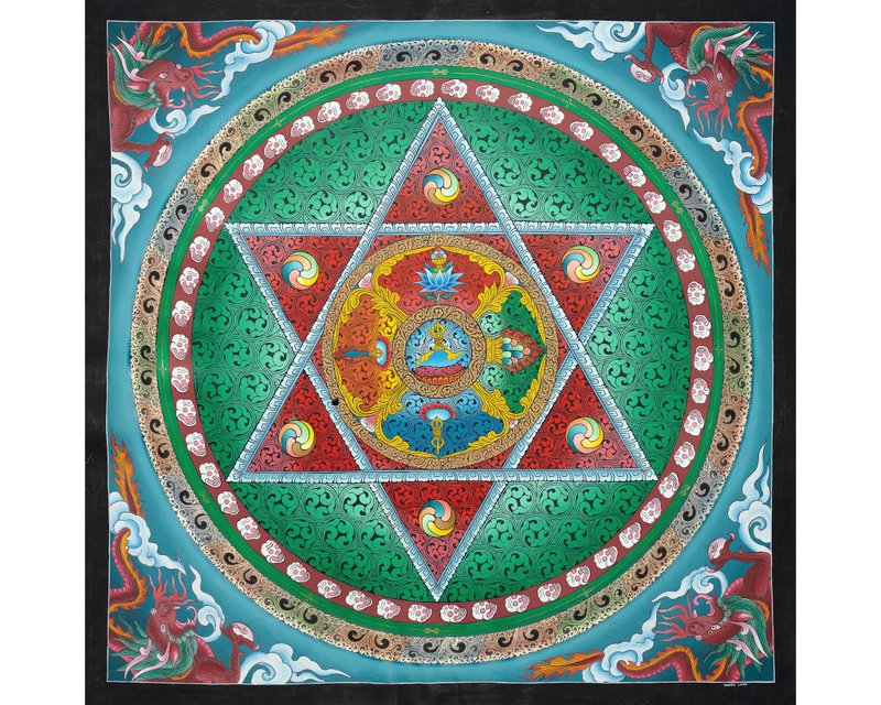 三摩耶曼陀羅唐卡 — 豐盛與和諧的神聖幾何 - 壁貼/牆壁裝飾 - 其他材質 多色