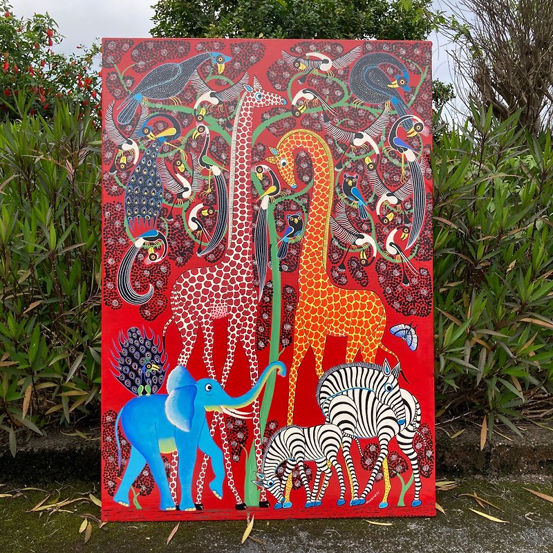 [U842 Colorful Grassland-Mwamedi] African art shipped to Taiwan by air/100x70cm - โปสเตอร์ - วัสดุอื่นๆ 