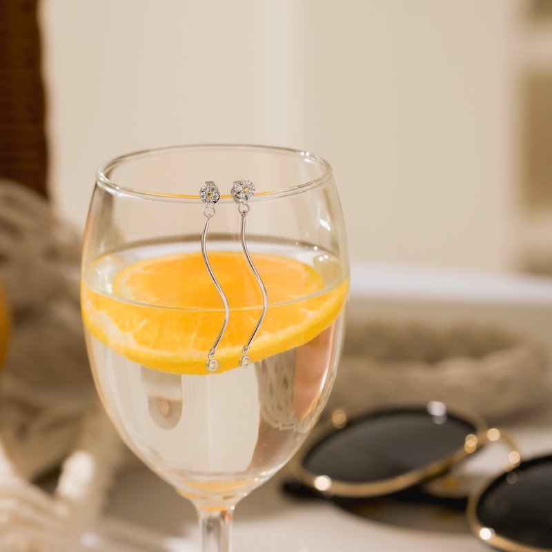 微風 純銀垂墜耳環 可拆卸 兩戴式耳環 - 耳環/耳夾/耳骨夾 - 貴金屬 