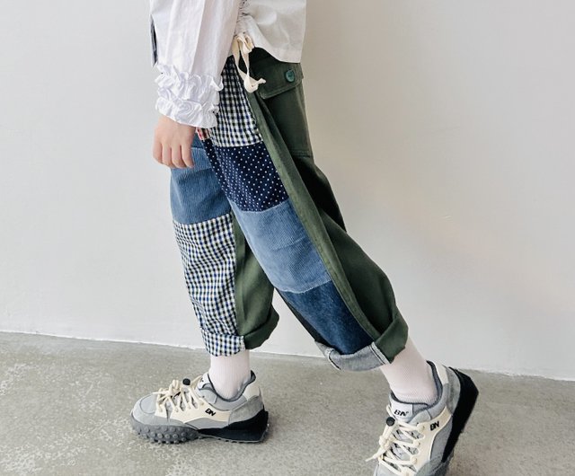 【新品未使用】fish&kids パッチワークパンツ 新品未使用】fish&kids パッチワークパンツ