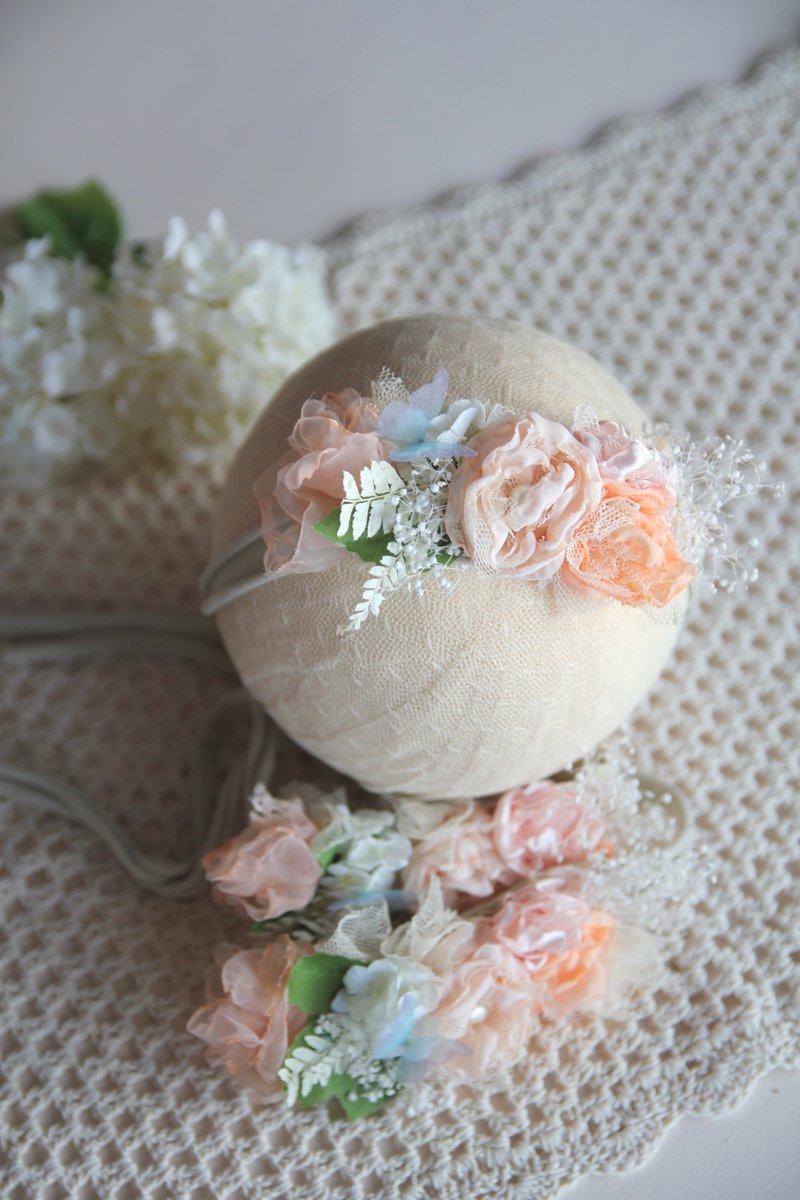 嬰兒頭帶 寶寶頭帶 嬰兒頭飾 頭飾 彌月禮物 彌月頭飾 百日宴頭飾 - bb帽/髮帶 - 棉．麻 粉紅色