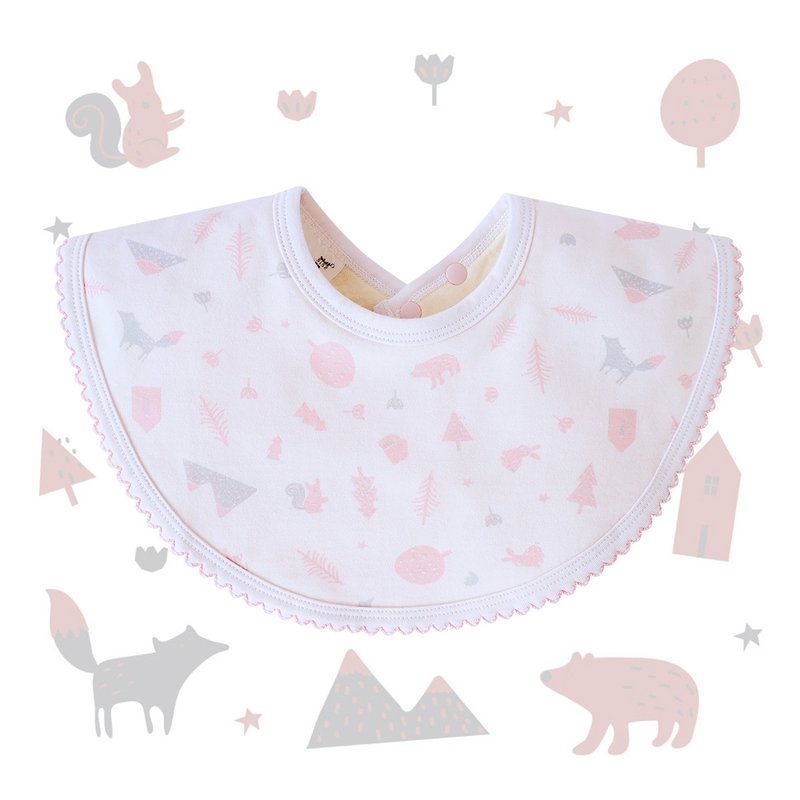 [SISSO organic cotton] Nordic bunny cute bib (small pink) - Bibs - Cotton & Hemp White