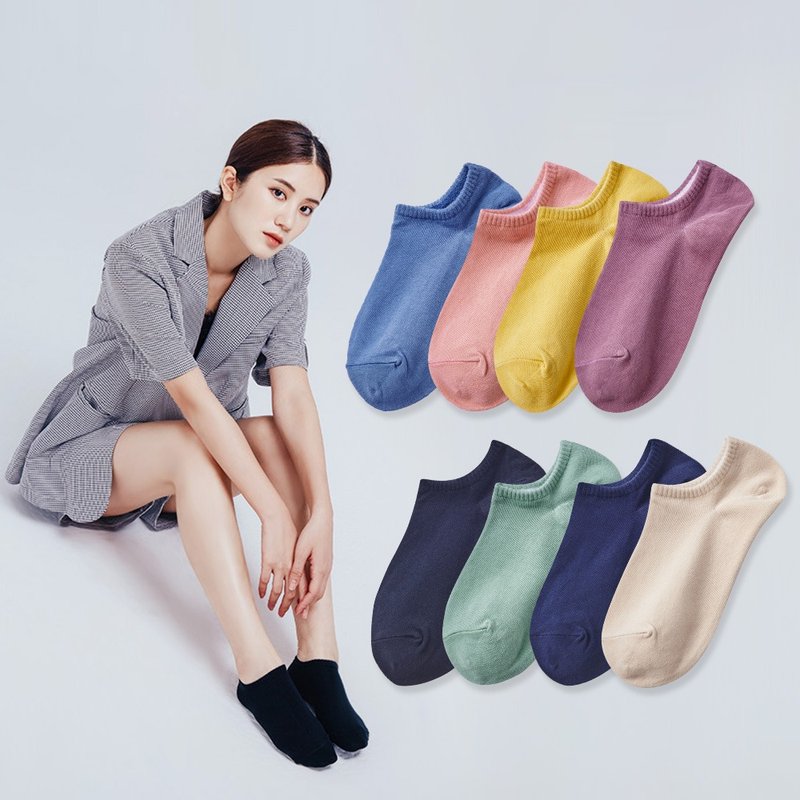 【ONEDER】Organic cotton boat socks, comfortable custom-made women's socks, ankle socks, cotton socks made in Taiwan - ถุงเท้า - วัสดุอื่นๆ 