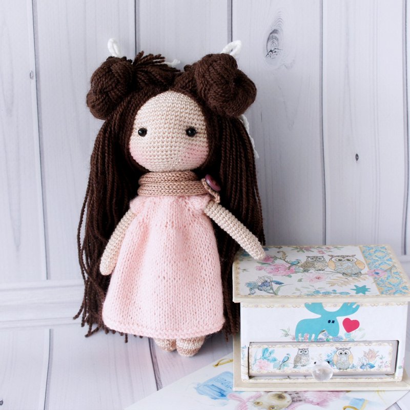 Little Doll with clothes, Cute Waldorf doll, Toddler Soft Dolls, Doll with Hair - Kids' Toys - Cotton & Hemp Pink