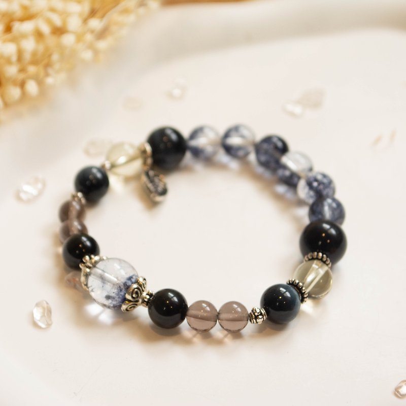 Dark and ethereal black hair crystal Stone tea crystal citrine 925 sterling silver crystal bracelet - สร้อยข้อมือ - คริสตัล 