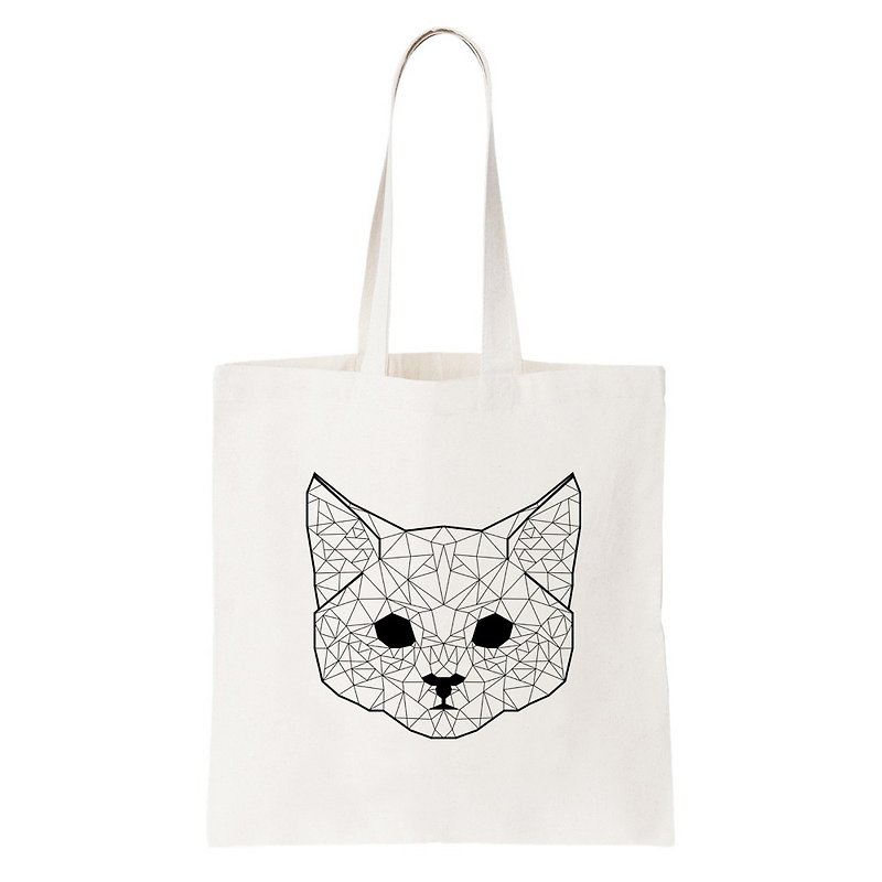 Geometric Cat #2 tote bag - Messenger Bags & Sling Bags - Other Materials White