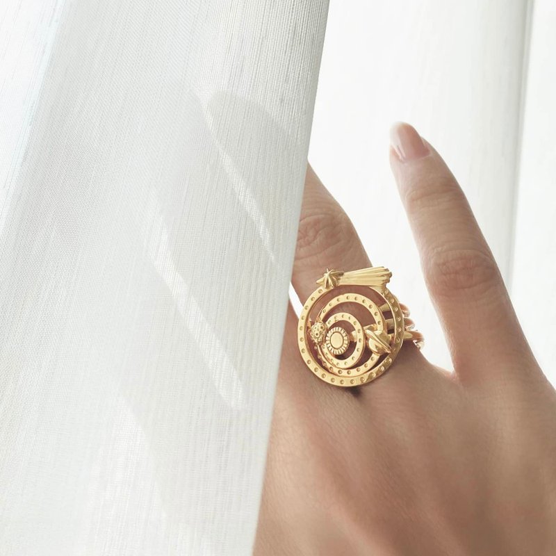 ソーラーリングセット、星のリング4個セット、925スターリングシルバーリング。 - リング・指輪 - スターリングシルバー ゴールド