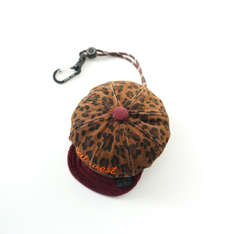 貓西CATWEST原創豹紋牛仔八角帽造型零錢包小眾鑰匙包耳機掛件包 - 銀包 - 棉．麻 