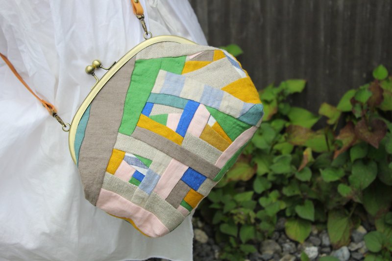 Patchwork of linen  A purse  Shoulder bag. - Messenger Bags & Sling Bags - Cotton & Hemp Multicolor