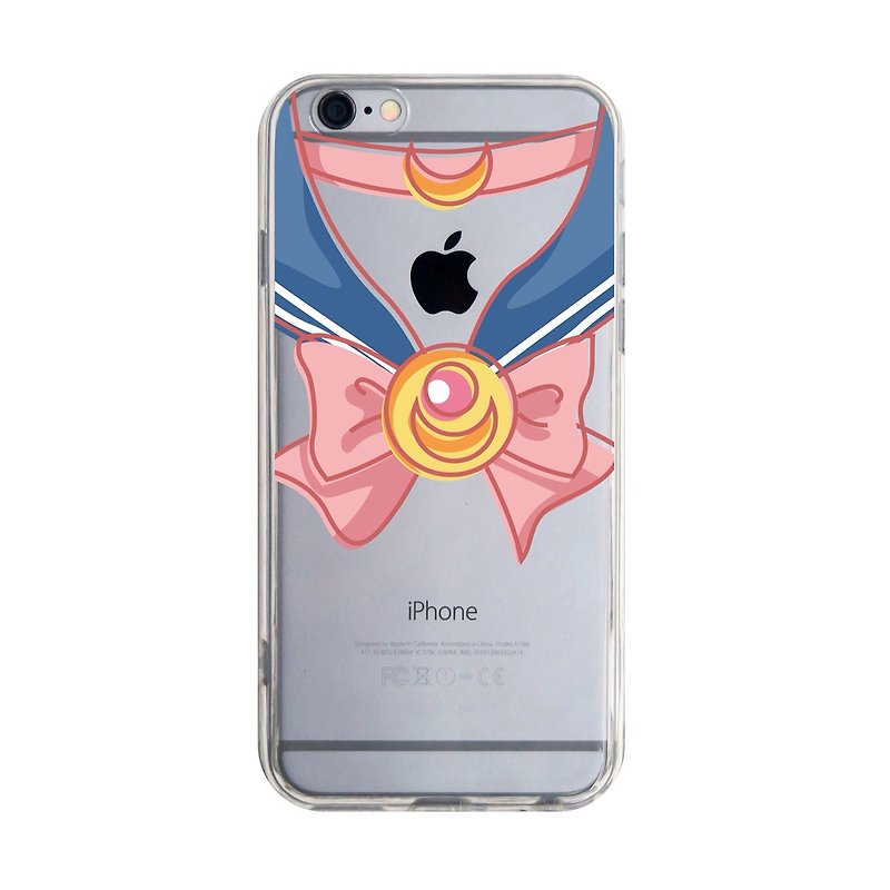 Transparent sailor uniform blue silk pink knot transparent phone case for iPhone - Phone Cases - Plastic Blue