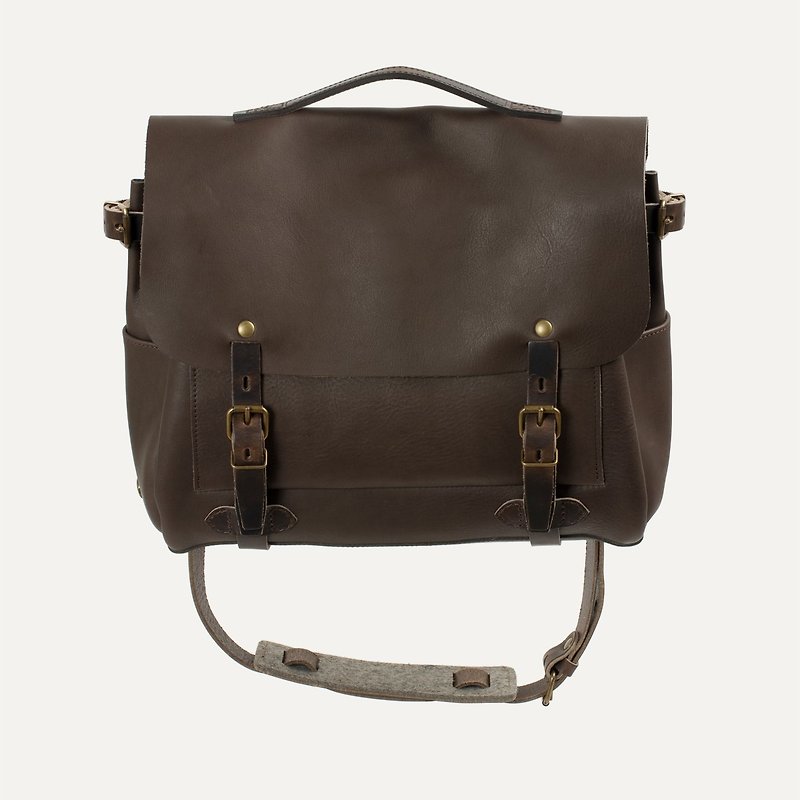 Bleu de Chauffe - Eclair M leather messenger bag_Kenya / coffee brown - กระเป๋าแมสเซนเจอร์ - หนังแท้ 