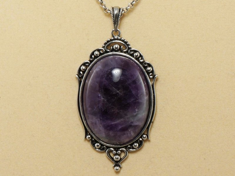 Amethyst Pendant Necklace Purple Lilac Violet Lavender Gemstone Necklace Jewelry - 項鍊 - 寶石 紫色