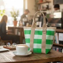 台灣LV-微笑水桶包(綠白格)