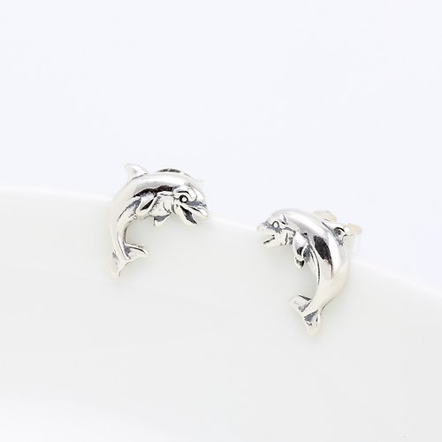 Angel & Me 珠寶銀飾 可愛 海豚 Dolphin 一對 s925 純銀 耳環 耳夾 生日 情人節 禮物