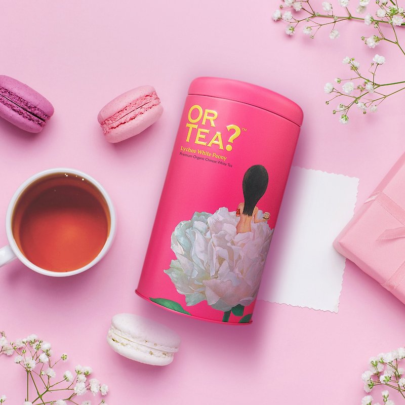 Or Tea? Organic Lychee White Peony Tin Canister - Tea - Fresh Ingredients Pink