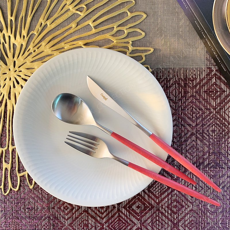 葡萄牙 Cutipol | MIO /  紅銀 / 主餐三件組 - 刀/叉/湯匙/餐具組 - 不鏽鋼 紅色