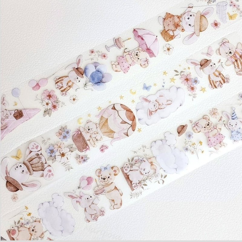 Bear in Spring Matte PET Masking Tape - 紙膠帶/和紙/PET - 其他材質 