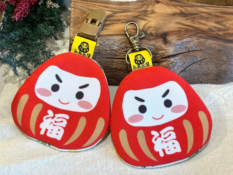達摩平安符袋 不倒翁平安符袋 - 福 - 其他 - 棉．麻 紅色