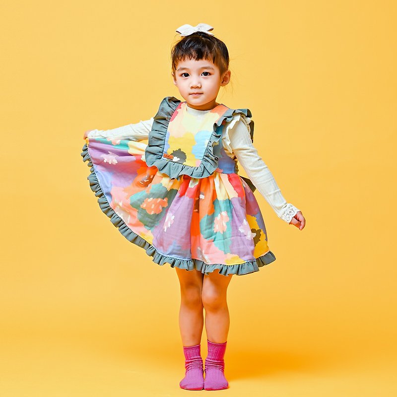 貝兒公主-粉彩繽紛 手工兒童訂製童裝連身裙無袖洋裝 秋冬季派對 - 童裝裙 - 棉．麻 