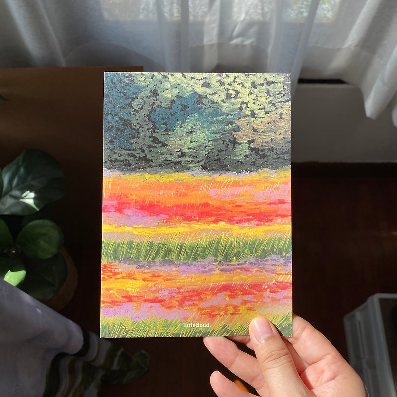 Little Colorful Flower Fields - Art print 5x7 - การ์ด/โปสการ์ด - กระดาษ สึชมพู
